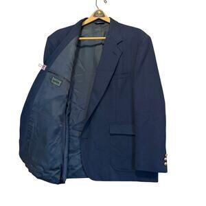 Vintage Hasting & Smith Navy Blazer 48R Gold Button Sport Coat Jacket READ